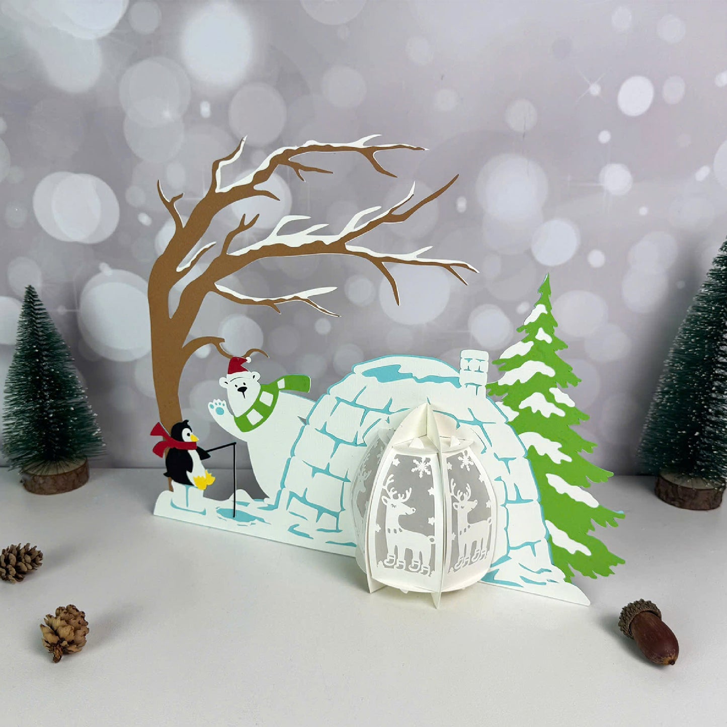 Bear Xmas 4 – 3D Lantern SVG File for Cricut & Silhouette