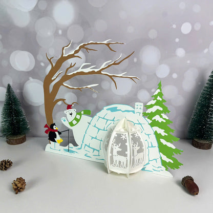 Bear Xmas 4 – 3D Lantern SVG File for Cricut & Silhouette