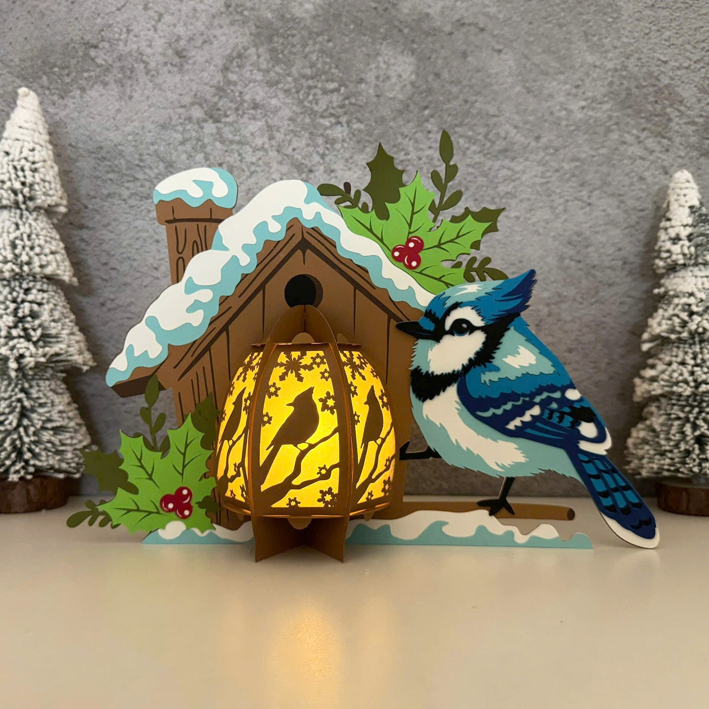 Blue Jay Bird – 3D Lantern SVG File for Cricut & Silhouette