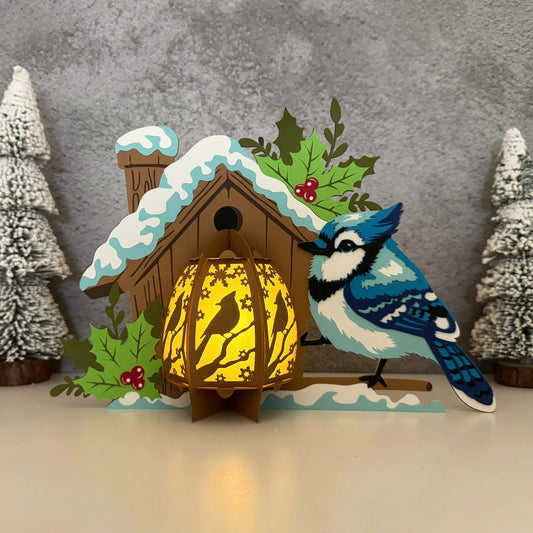 Blue Jay Bird - 3D Christmas Lantern File - Cricut File  - VEKTOR KRAFT