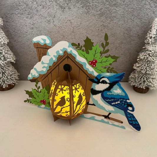Blue Jay Bird - 3D Christmas Lantern File - Cricut File  - VEKTOR KRAFT