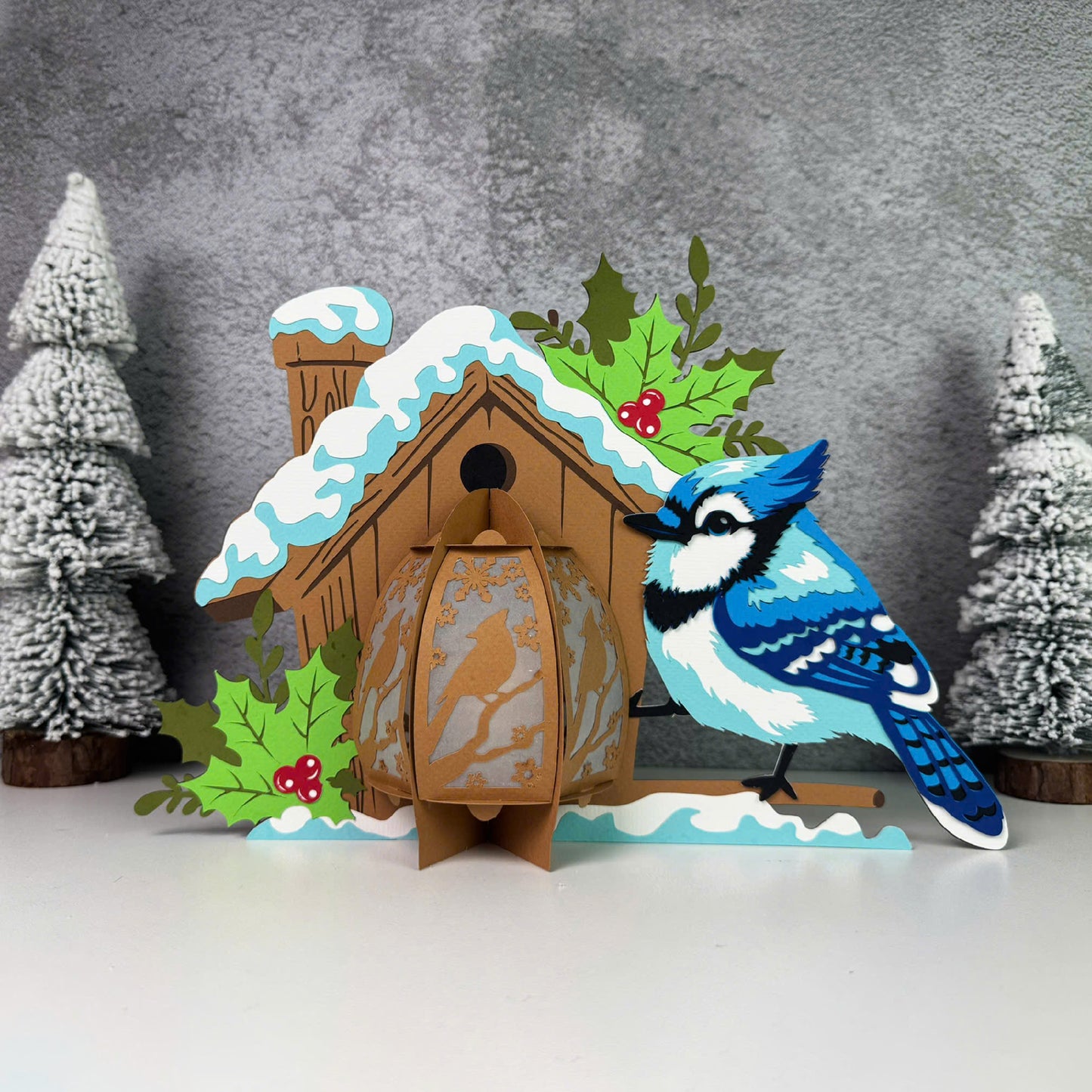 Blue Jay Bird – 3D Lantern SVG File for Cricut & Silhouette