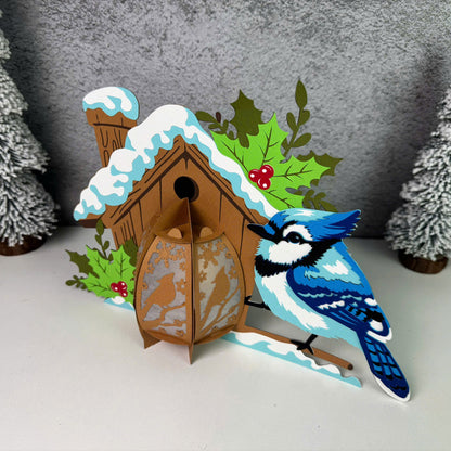 Blue Jay Bird – 3D Lantern SVG File for Cricut & Silhouette