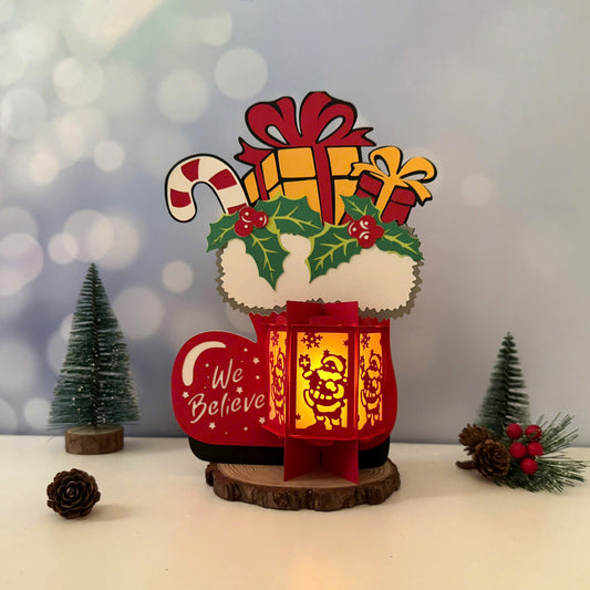 Boots Santa - 3D Christmas Lantern File - Cricut File  - VEKTOR KRAFT
