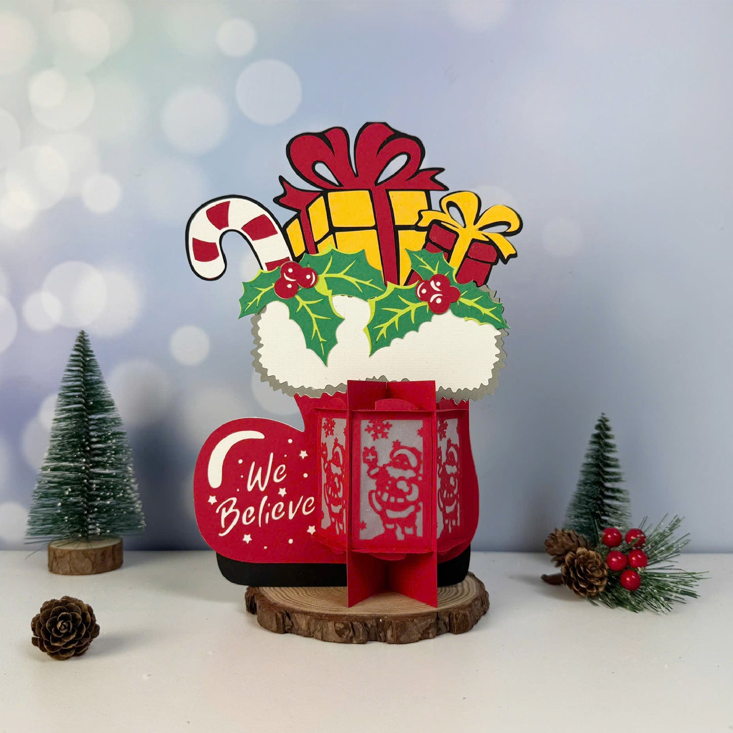 Boots Santa – 3D Lantern SVG File for Cricut & Silhouette