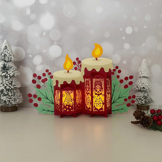 Gnome Christmas - 3D Christmas Candles Lantern File - Cricut File  - VEKTOR KRAFT