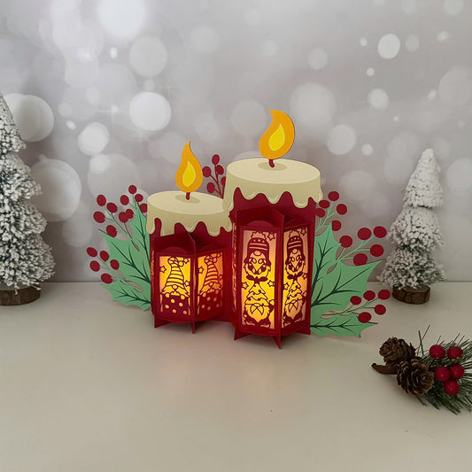 Gnome Christmas - 3D Christmas Candles Lantern File - Cricut File  - VEKTOR KRAFT
