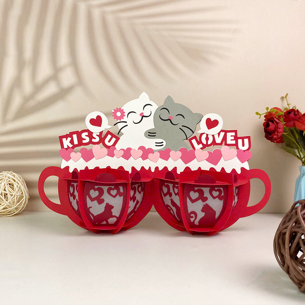 Cat Couple Cup – 3D Lantern SVG File for Cricut & Silhouette