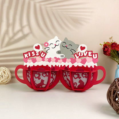 Cat Couple Cup – 3D Lantern SVG File for Cricut & Silhouette