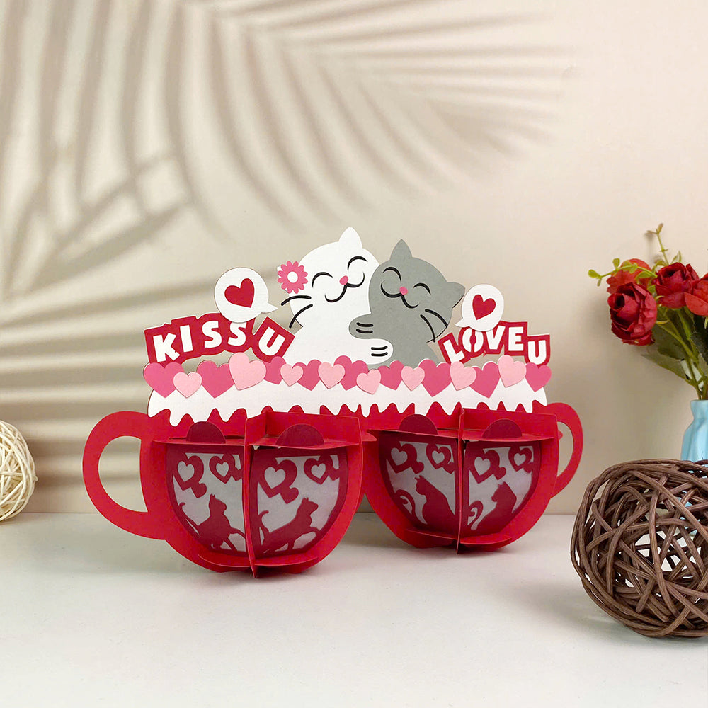 Cat Couple Cup – 3D Lantern SVG File for Cricut & Silhouette