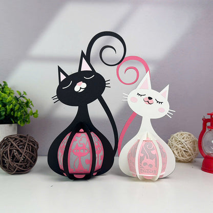 Cat Couple – 3D Lantern SVG File for Cricut & Silhouette