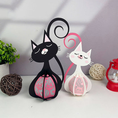 Cat Couple – 3D Lantern SVG File for Cricut & Silhouette