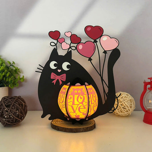 Cat Love - 3D Valentine Lantern File - Cricut File  - VEKTOR KRAFT