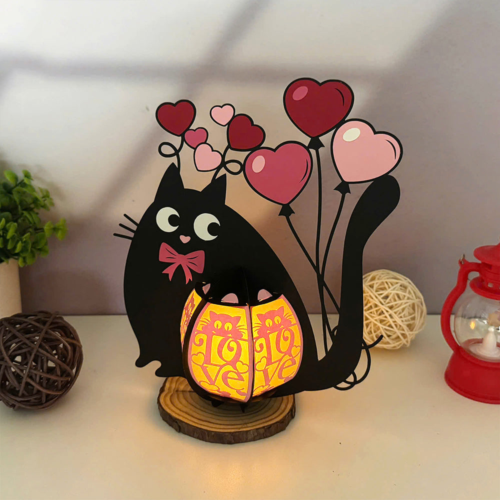 Cat Love – 3D Lantern SVG File for Cricut & Silhouette