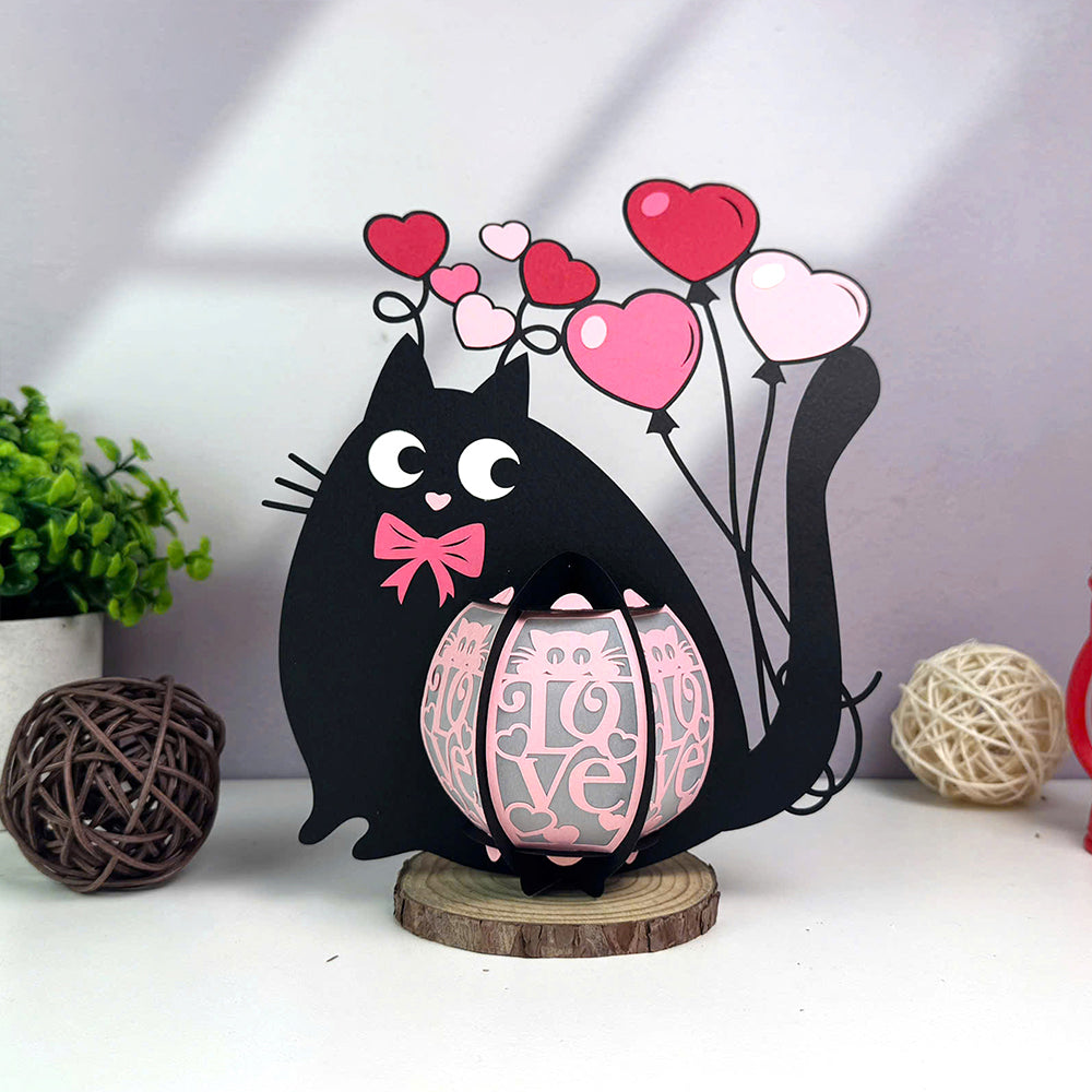 Cat Love – 3D Lantern SVG File for Cricut & Silhouette