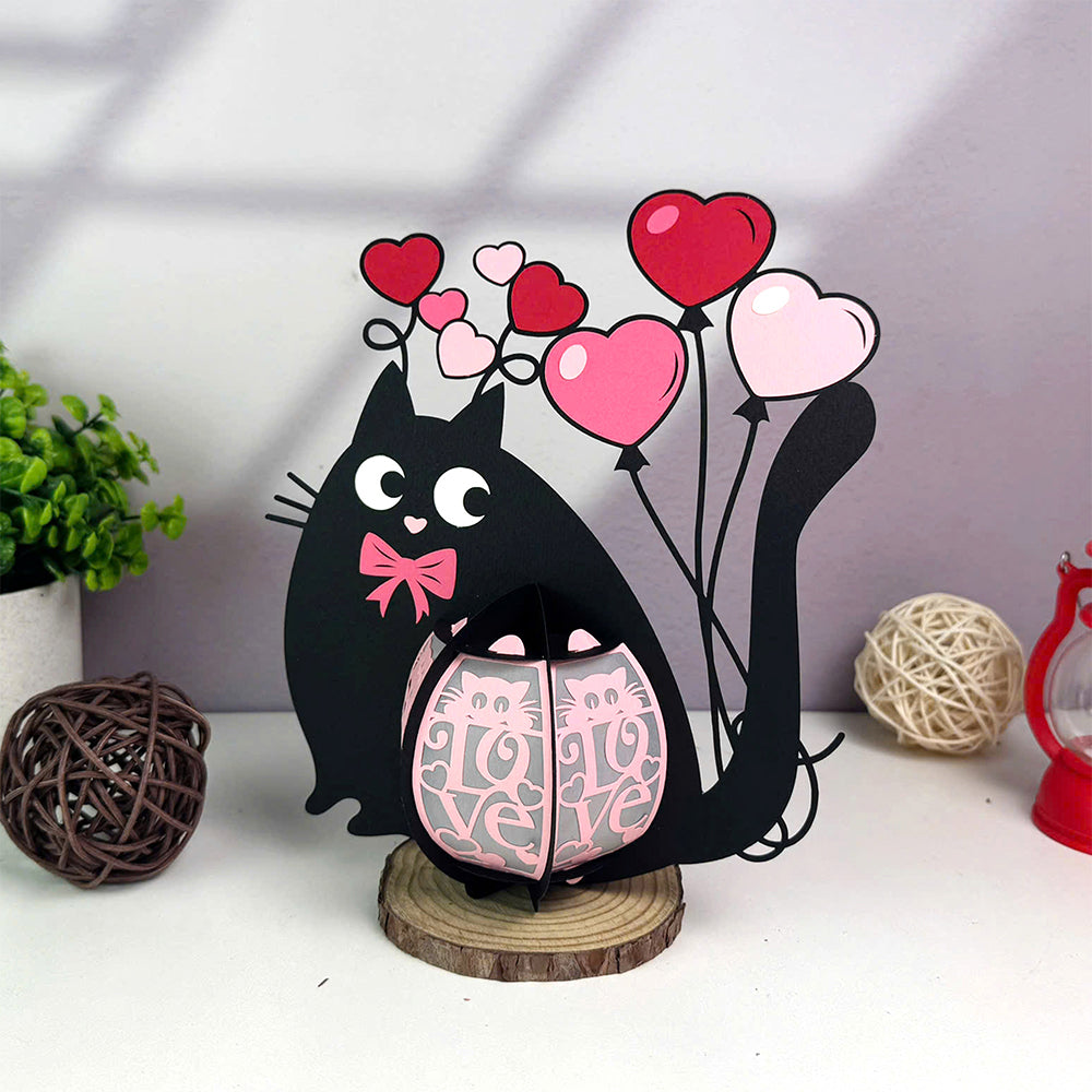 Cat Love – 3D Lantern SVG File for Cricut & Silhouette