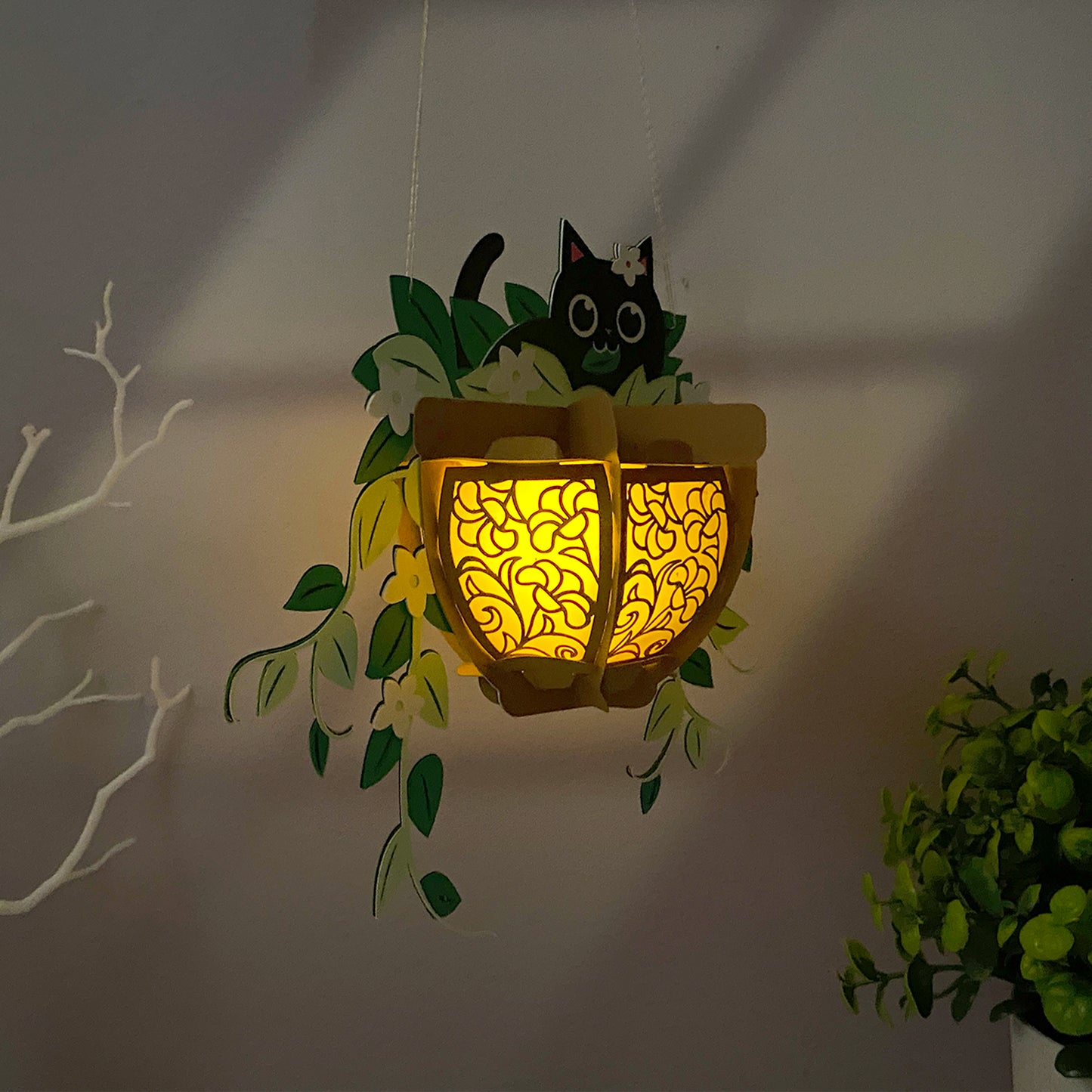 Cat Plants Pot – 3D Lantern SVG File for Cricut & Silhouette