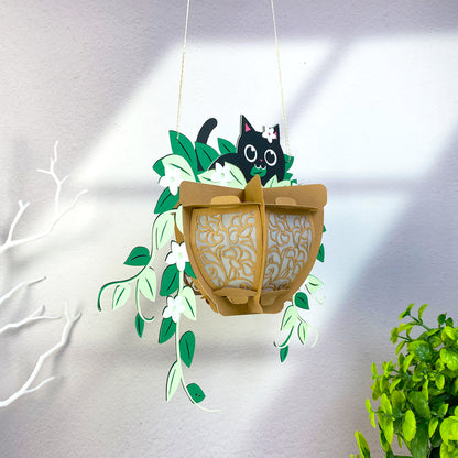 Cat Plants Pot – 3D Lantern SVG File for Cricut & Silhouette