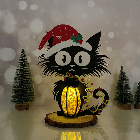 Cat Xmas - 3D Christmas Paper Cut Lantern File - Cricut File  - VEKTOR KRAFT (Copy)