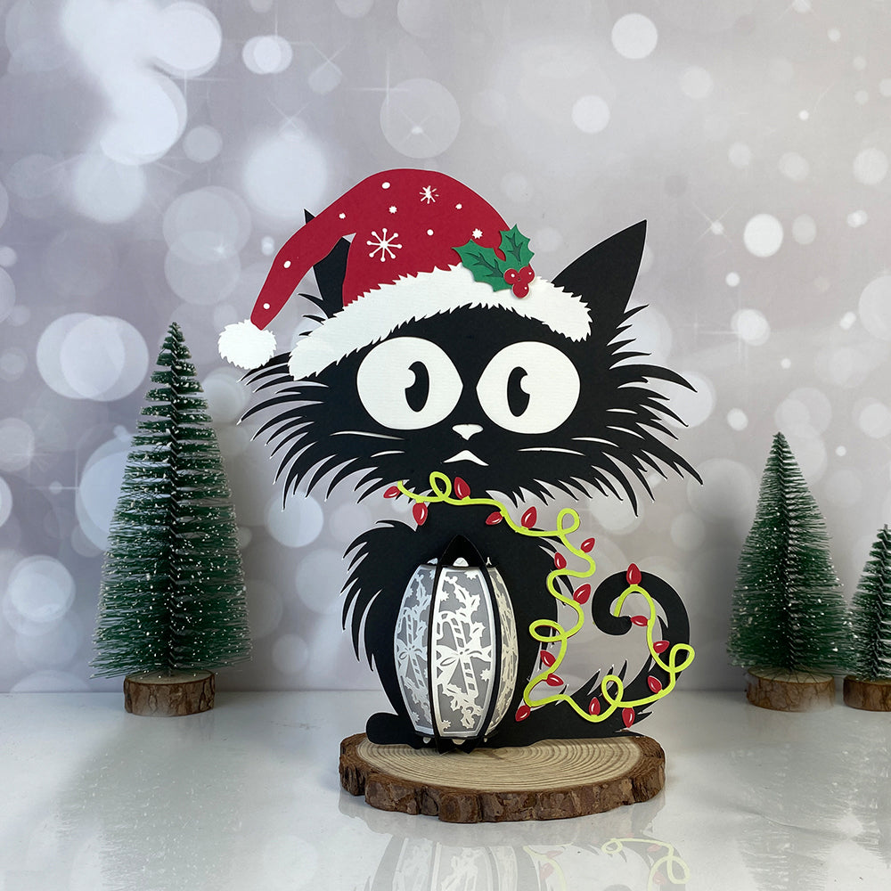 Cat Xmas – 3D Lantern SVG File for Cricut & Silhouette