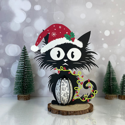 Cat Xmas – 3D Lantern SVG File for Cricut & Silhouette