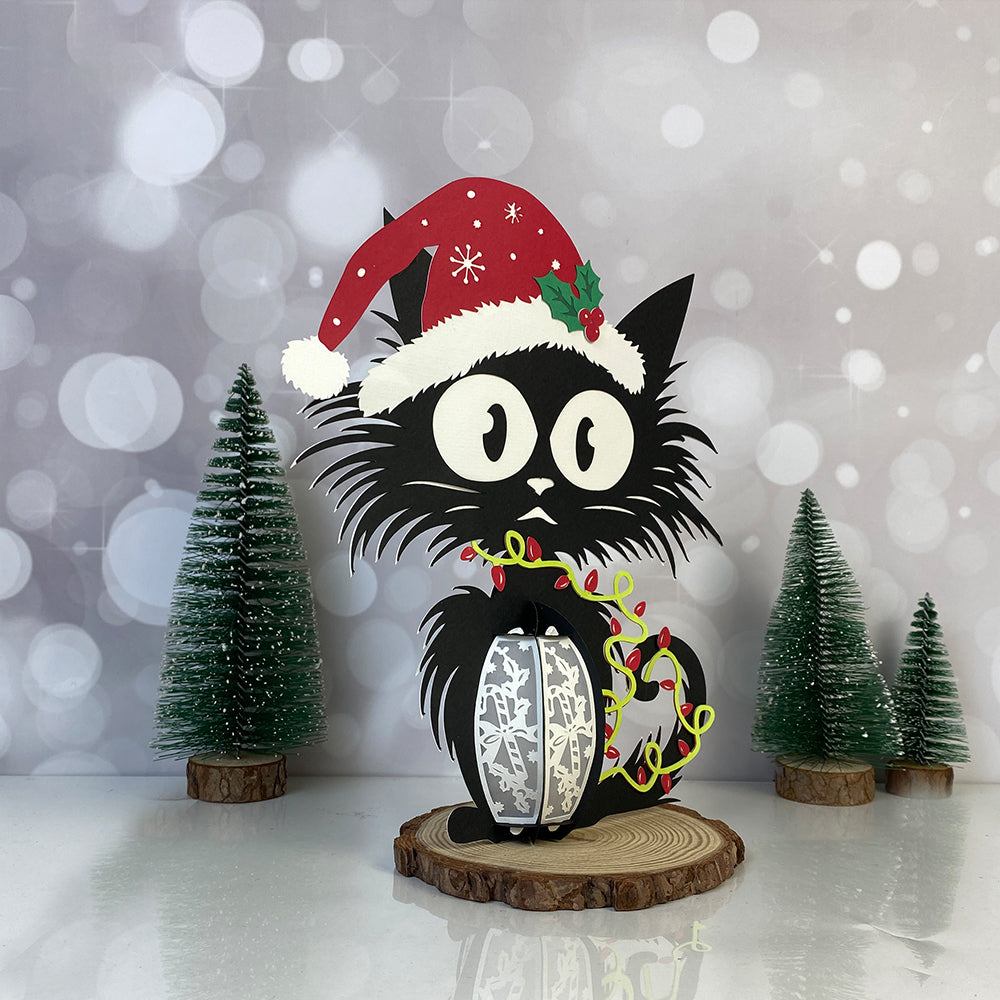 Cat Xmas – 3D Lantern SVG File for Cricut & Silhouette