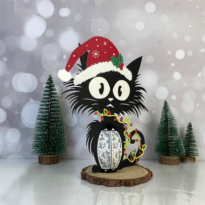 Cat Xmas – 3D Lantern SVG File for Cricut & Silhouette