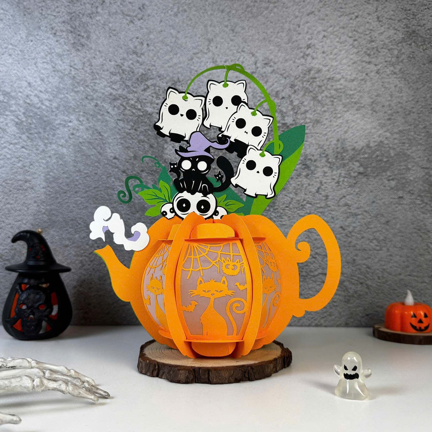 Cat Halloween – 3D Lantern SVG File for Cricut & Silhouette