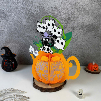 Cat Halloween – 3D Lantern SVG File for Cricut & Silhouette