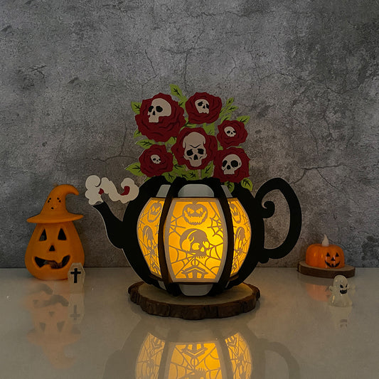 Skullcap - 3D Halloween Cauldron Flower Paper Lantern File - Cricut File  - VEKTOR KRAFT