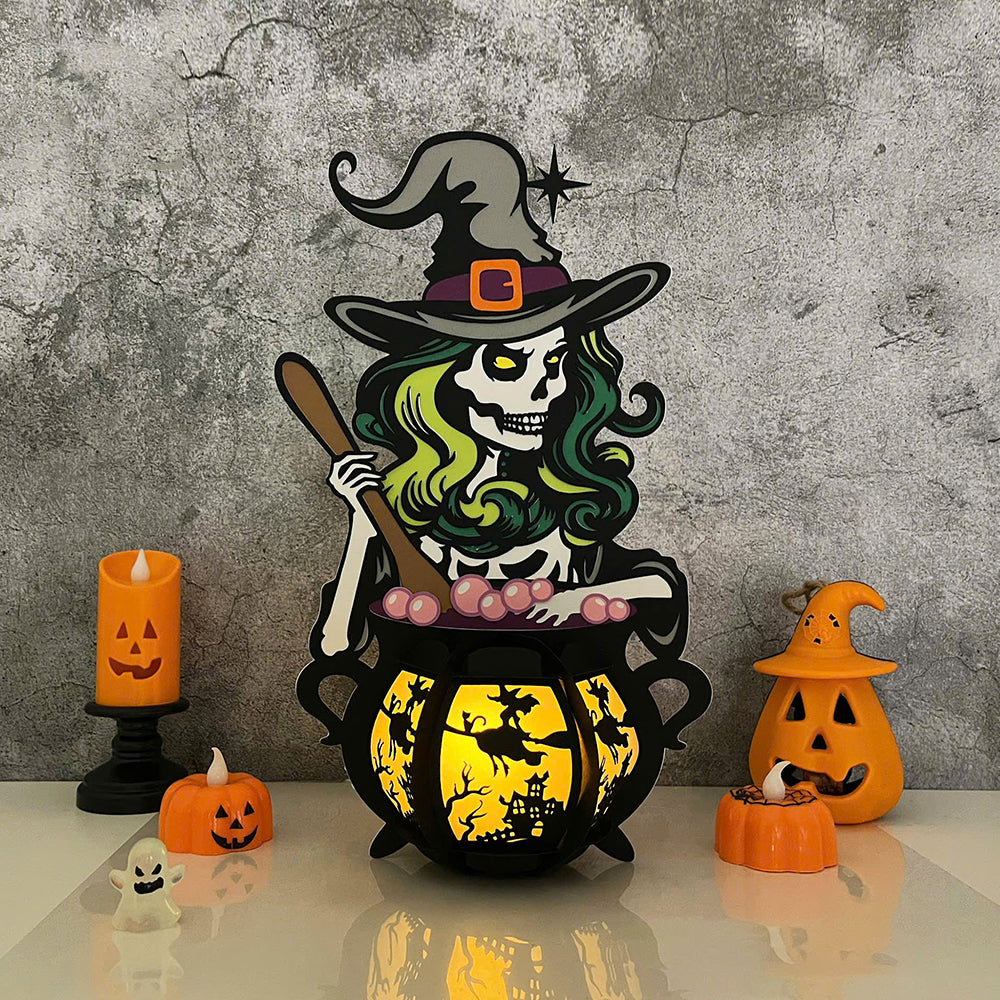 Cauldron Witch 2 – 3D Lantern SVG File for Cricut & Silhouette