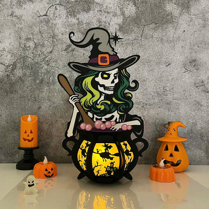 Cauldron Witch 2 – 3D Lantern SVG File for Cricut & Silhouette