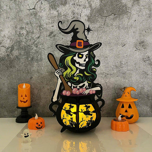 Cauldron Witch 2 - 3D Halloween Cauldron Paper Lantern File - Cricut File  - VEKTOR KRAFT