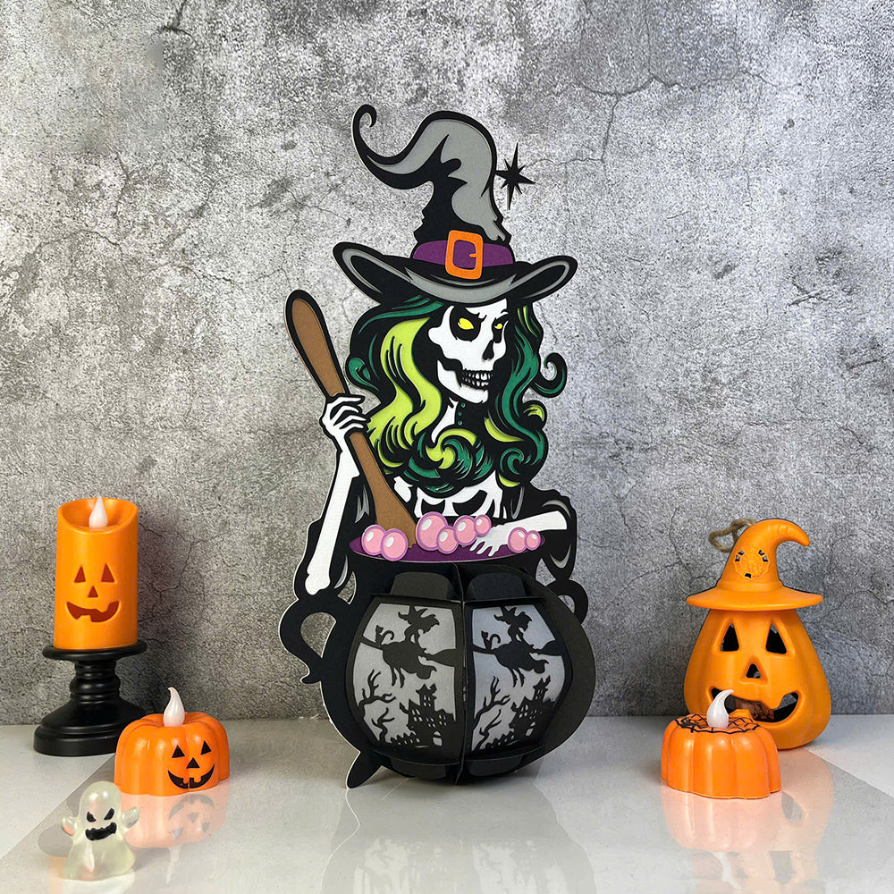 Cauldron Witch 2 – 3D Lantern SVG File for Cricut & Silhouette