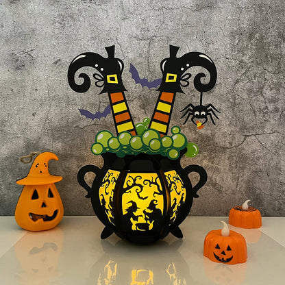 Cauldron Witch – 3D Lantern SVG File for Cricut & Silhouette
