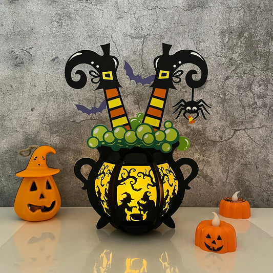 Cauldron Witch - 3D Halloween Cauldron Paper Lantern File - Cricut File  - VEKTOR KRAFT