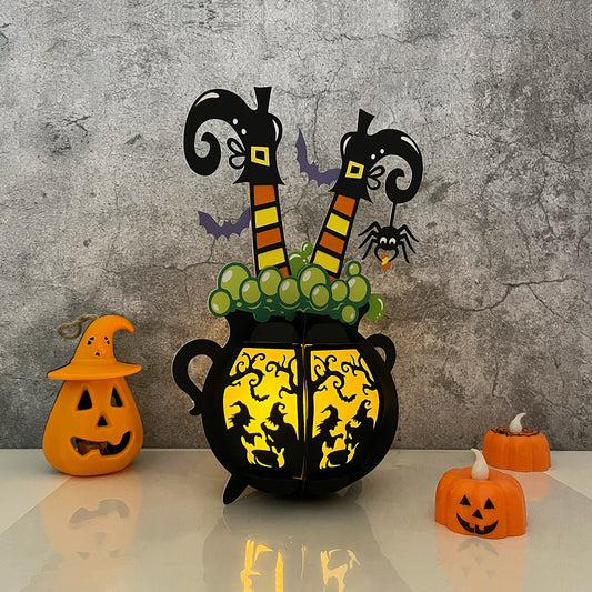 Cauldron Witch - 3D Halloween Cauldron Paper Lantern File - Cricut File  - VEKTOR KRAFT