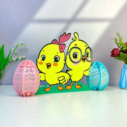 Chicken Easter - 3D Easter Paper Cut Lantern File - Cricut File - VEKTOR KRAFT