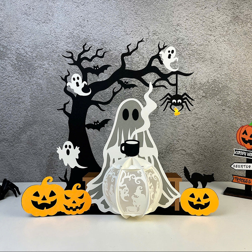 Chilling Ghost – 3D Lantern SVG File for Cricut & Silhouette