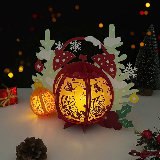 Christmas Clock - 3D Christmas Paper Cut Lantern File - Cricut File  - VEKTOR KRAFT
