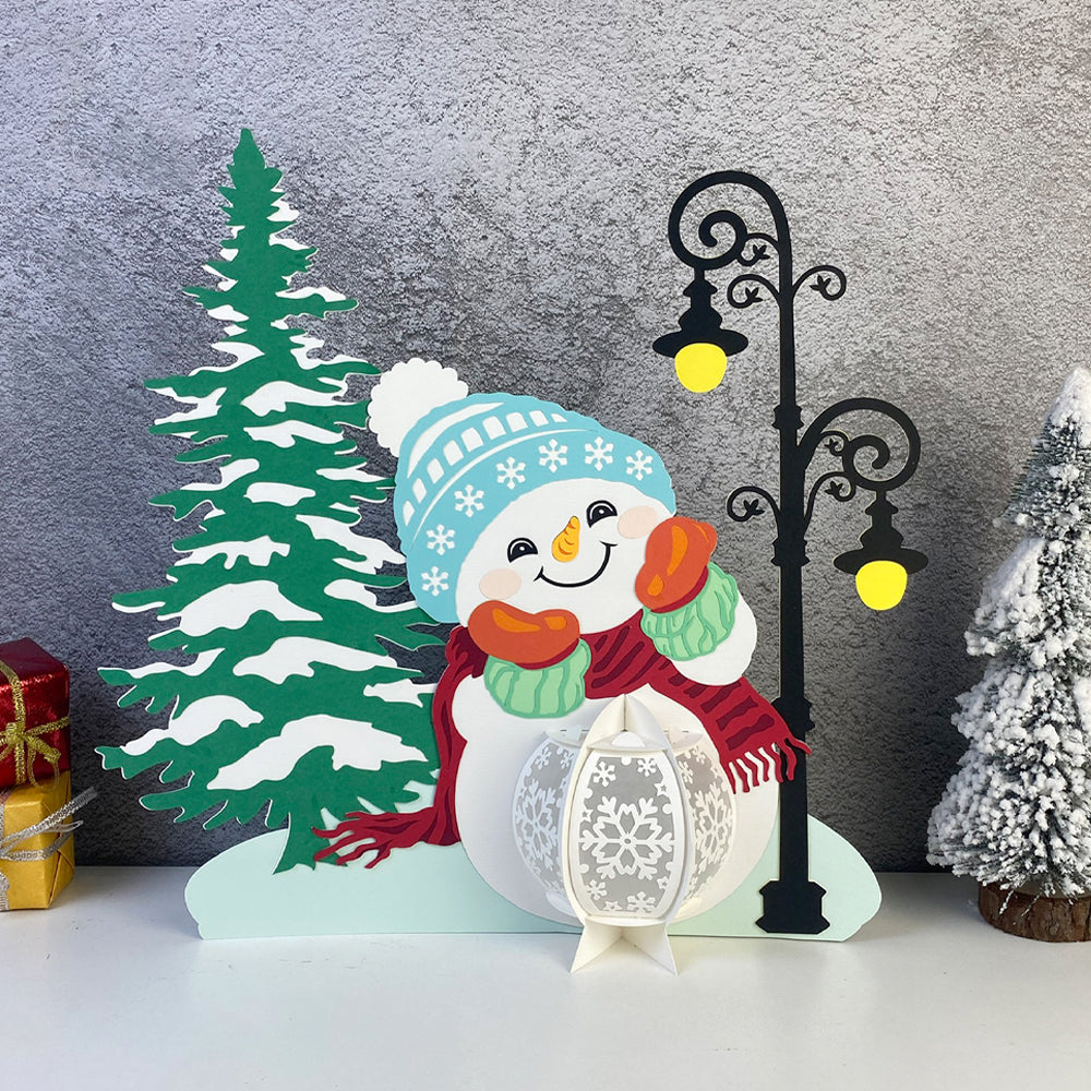 Christmas Snowman - 3D Christmas Lantern File - Cricut File  - VEKTOR KRAFT