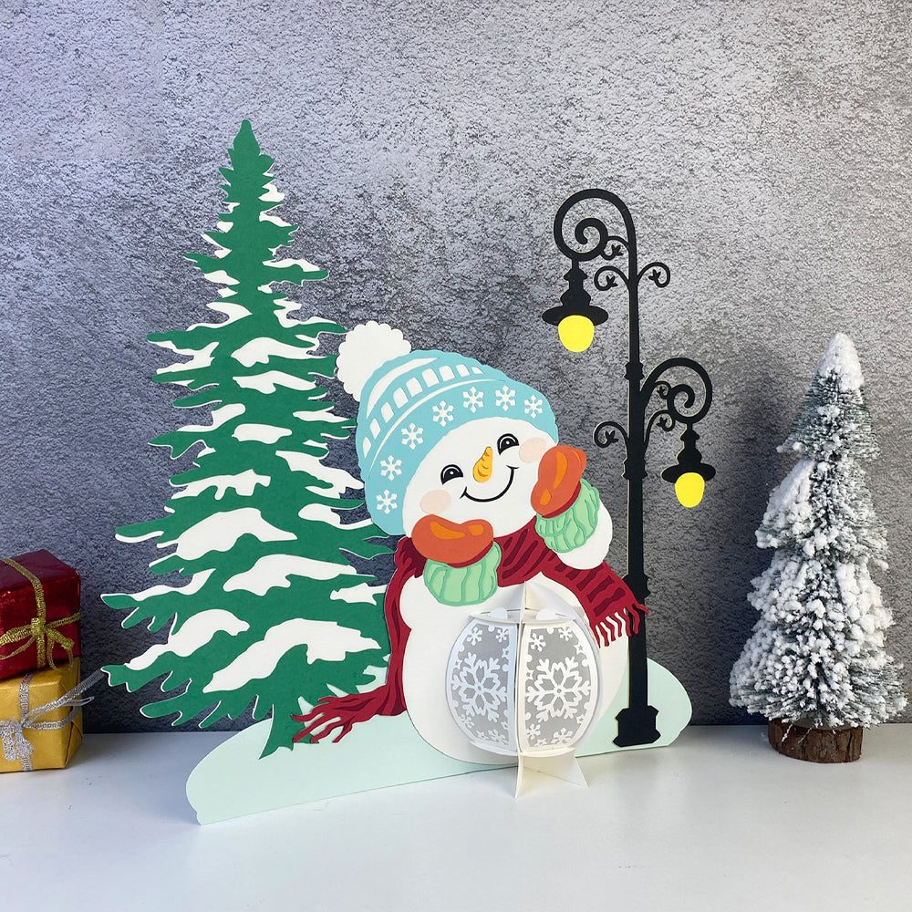 Christmas Snowman - 3D Christmas Lantern File - Cricut File  - VEKTOR KRAFT