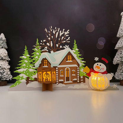 Christmas Village 3 - 3D Christmas Lantern File - Cricut File  - VEKTOR KRAFT