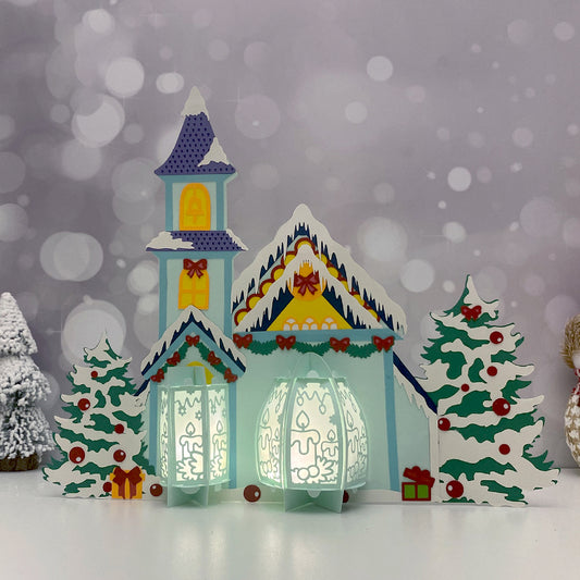 Church 2 - 3D Christmas Lantern File - Cricut File  - VEKTOR KRAFT