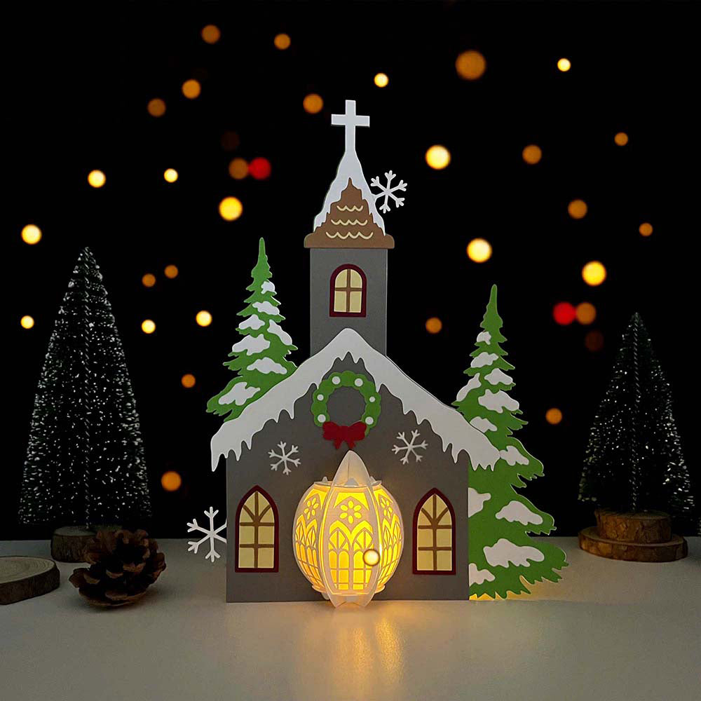Church - 3D Christmas Lantern File - Cricut File  - VEKTOR KRAFT