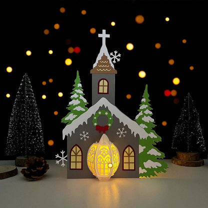 Church - 3D Christmas Lantern File - Cricut File  - VEKTOR KRAFT