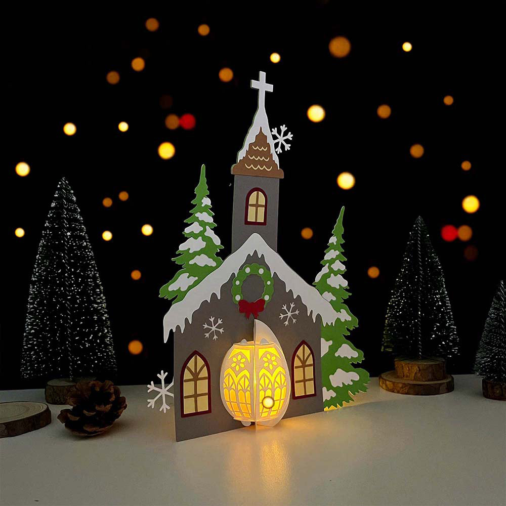 Church - 3D Christmas Lantern File - Cricut File  - VEKTOR KRAFT