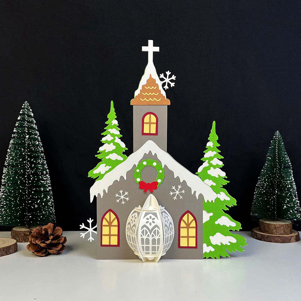 Church - 3D Christmas Lantern File - Cricut File  - VEKTOR KRAFT