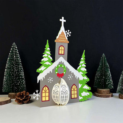 Church - 3D Christmas Lantern File - Cricut File  - VEKTOR KRAFT