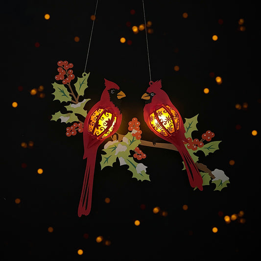 Couple Cardinal Bird - 3D Christmas Lantern File - Cricut File  - VEKTOR KRAFT